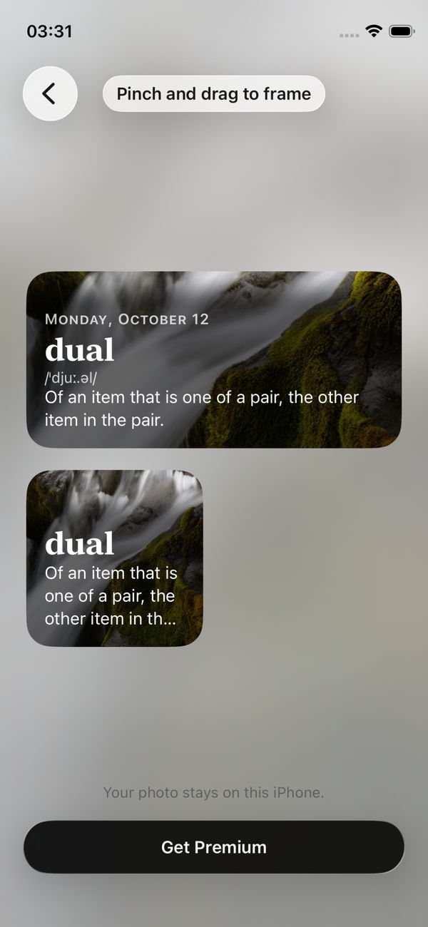 Framing your own photo for the widgets.
